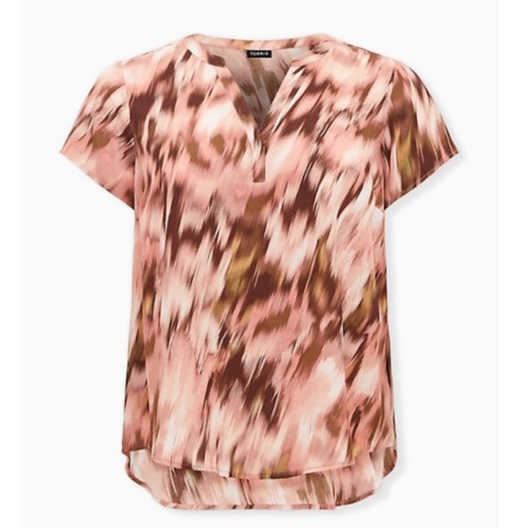 Torrid Georgette Multi Print Split Neck Top sz2X - Picture 3 of 11